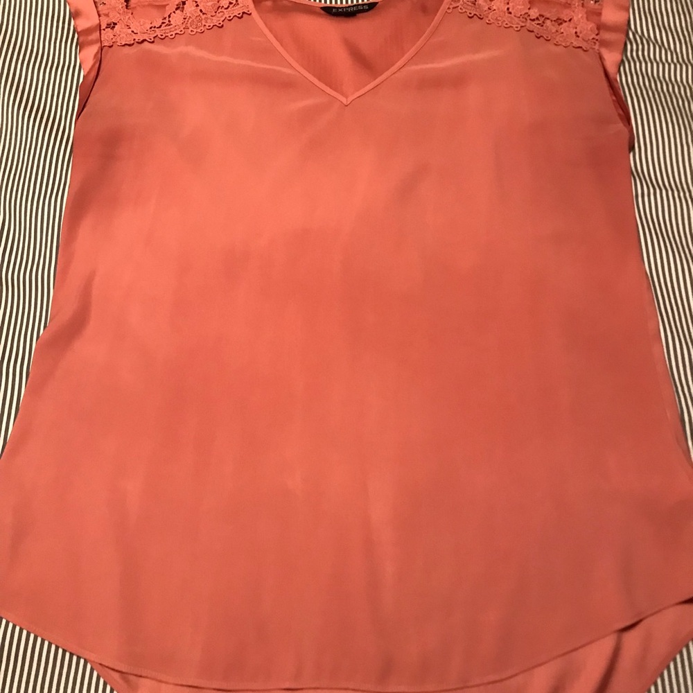 Express Coral Lace Accent Blouse